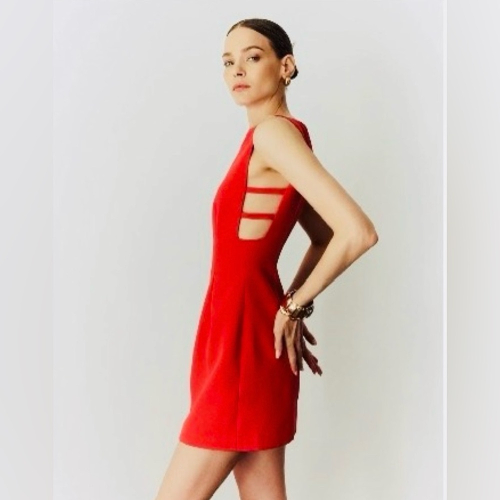 Commense Red Strappy Side-Cut Mini Dress